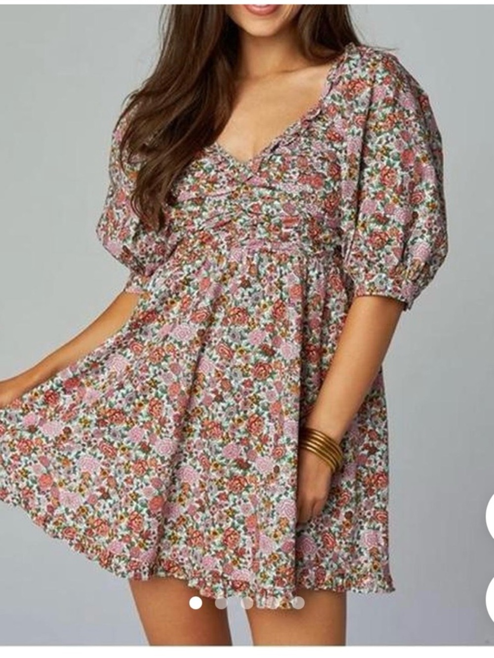 Buddy Love Pink Floral Smocked Empire Waist Mini Dress
